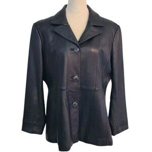 Wilsons Geniune Leather Black Jacket Blazer Coat Womn XL Y2K Thinsulate Mobwife